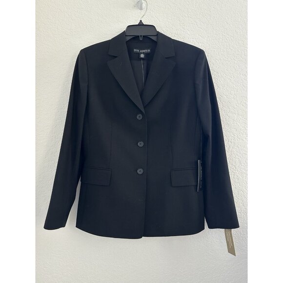 NWT Petite Sophisticate Blazer 8 Black 3 Buttons Stretch Wool Career Old Money